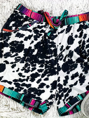 Leopard Splicing Shorts Casual Drawstring Elastic Waist Workout Shorts