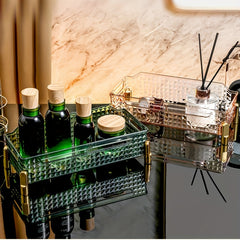 Transparent PET Storage Tray Diamond Pattern Cosmetics Box