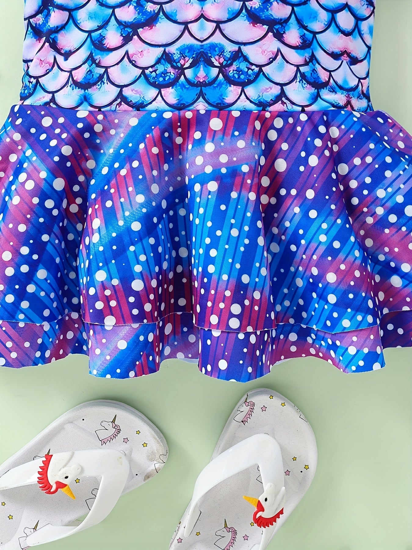 2pcs Toddler Girls Starry Polka Dot Swimsuit Set with Swimming Cap
