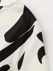 Casual Blouse Women's Plus Brush Print Long Sleeve