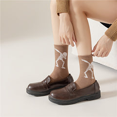 3 Pairs Skull Print Socks Halloween Crew Socks Women's Stockings