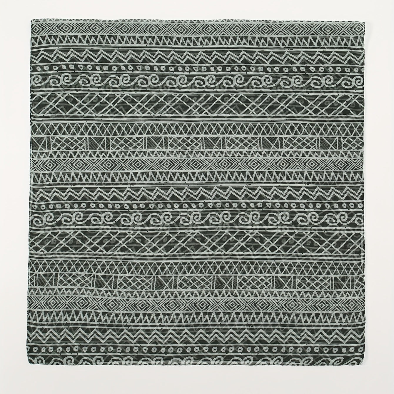 Vintage Gray Boho Geometric Print Scarf
