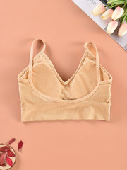 Ribbed Cami Crop Top V Neck Backless