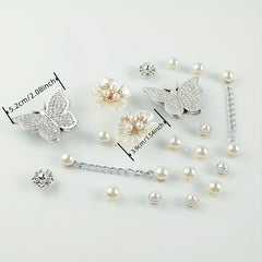 20pcs Shoe Charms Set Diamond Butterfly Flower Pearl Decor
