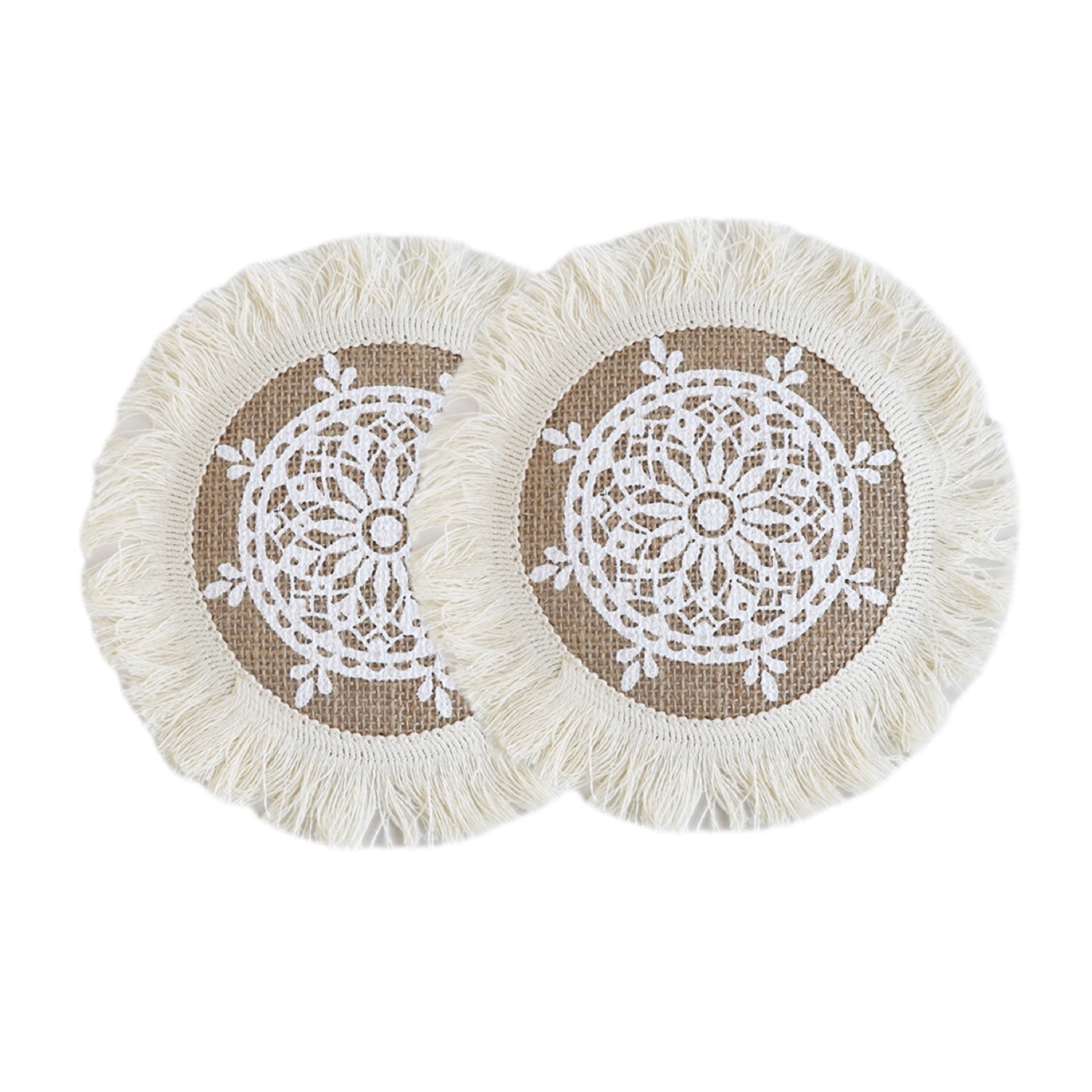 3pcs Bohemian Woven Tassel Coasters Christmas Theme Home Decor Placemats