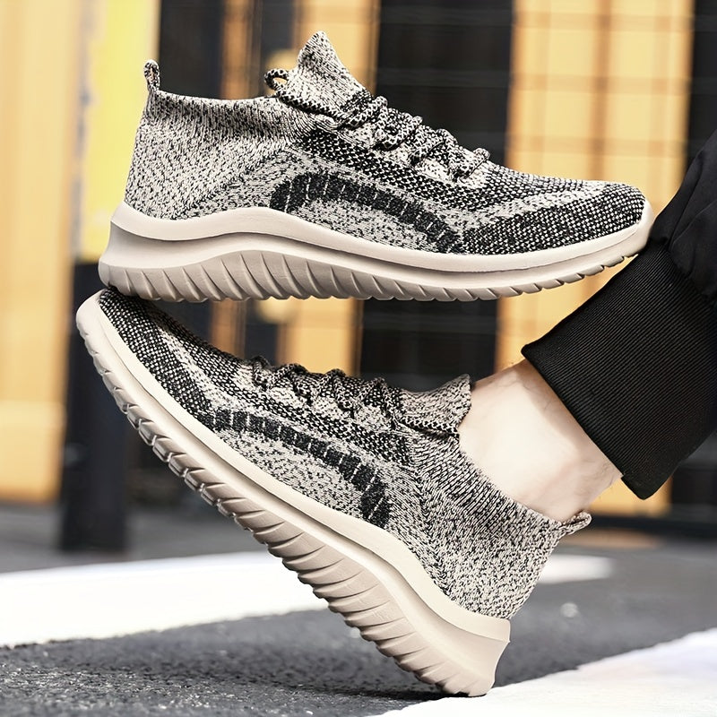 Men's Weave Knit Lace Up Casual Shoes Breathable Lightweight Sneaker