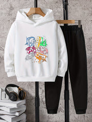 Boys Colorful Game Controller Print Hoodie & Sweatpants Set