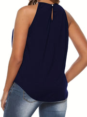 Casual Cami Top Women's Plus Contrast Lace Eyelet Round Neck