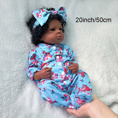 Realistic Newborn Baby Dolls Girl 20 Inch with Open Brown Eyes & Hair