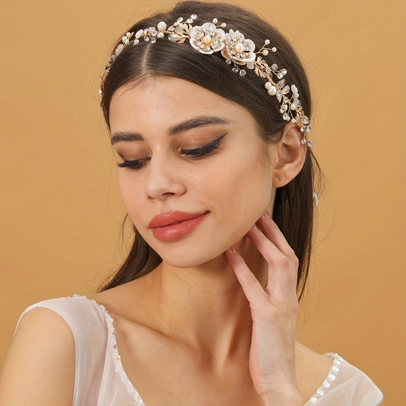 Faux Pearl Flower Bridal Headband Wedding Hair Accessories Jewelry