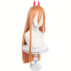 Anime Character Straight Wig w/ Horn Hair Clips Party Costume Halloween