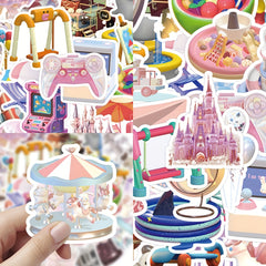 50pcs Amusement Park Cartoon Stickers for DIY Decoration Waterproof Sticker Pack