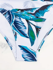Bikini Set Solid Molded Cup Halter Bra & Ruched Panty Swimsuit