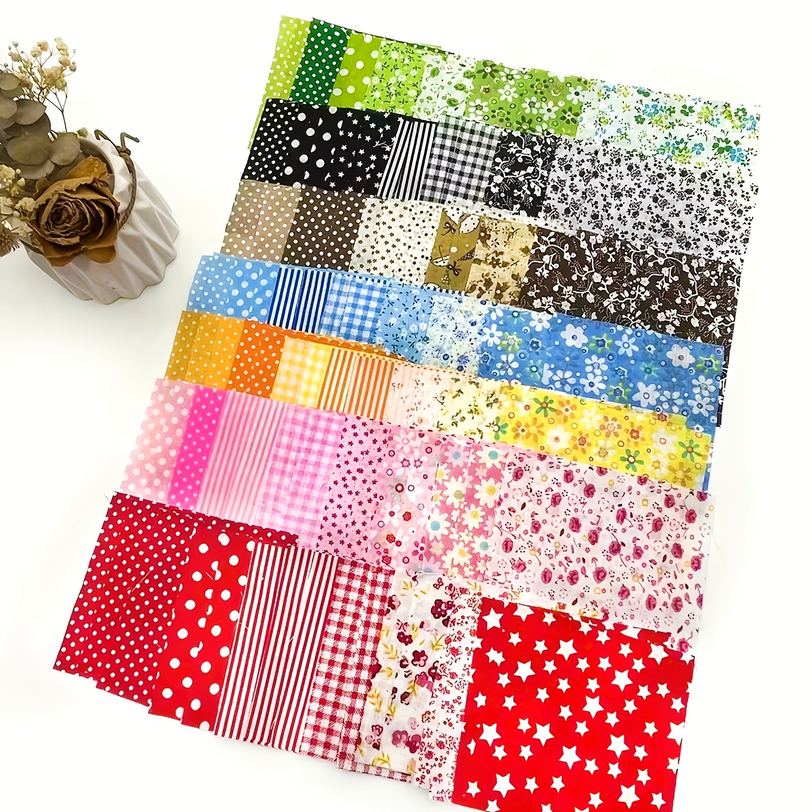 100pcs 9 Square Cotton Quilted Patch Fabric DIY Sewing Fabric