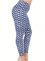 Star Print High Rise Leggings