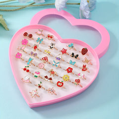 36pcs Colorful Girls Alloy Rings Party Holiday Kids Accessories