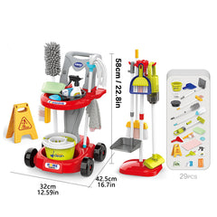 Kids Pretend Play Cleaning Cart Toy Set with Vacuum