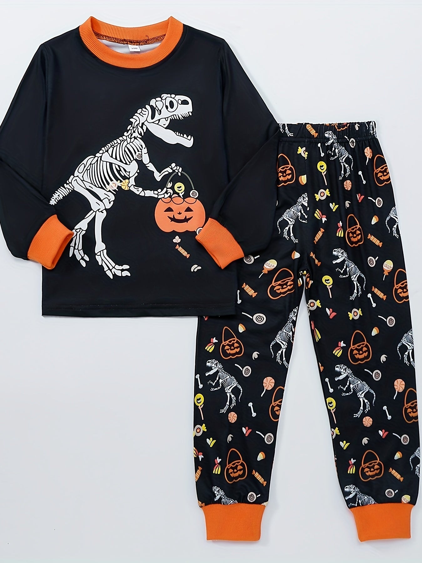 Boys Rocket Solar System Print Pajama Set Long Sleeve Round Neck Top & Pants