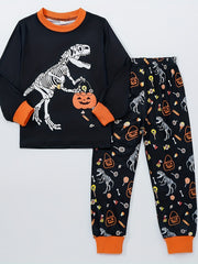 Boys Rocket Solar System Print Pajama Set Long Sleeve Round Neck Top & Pants