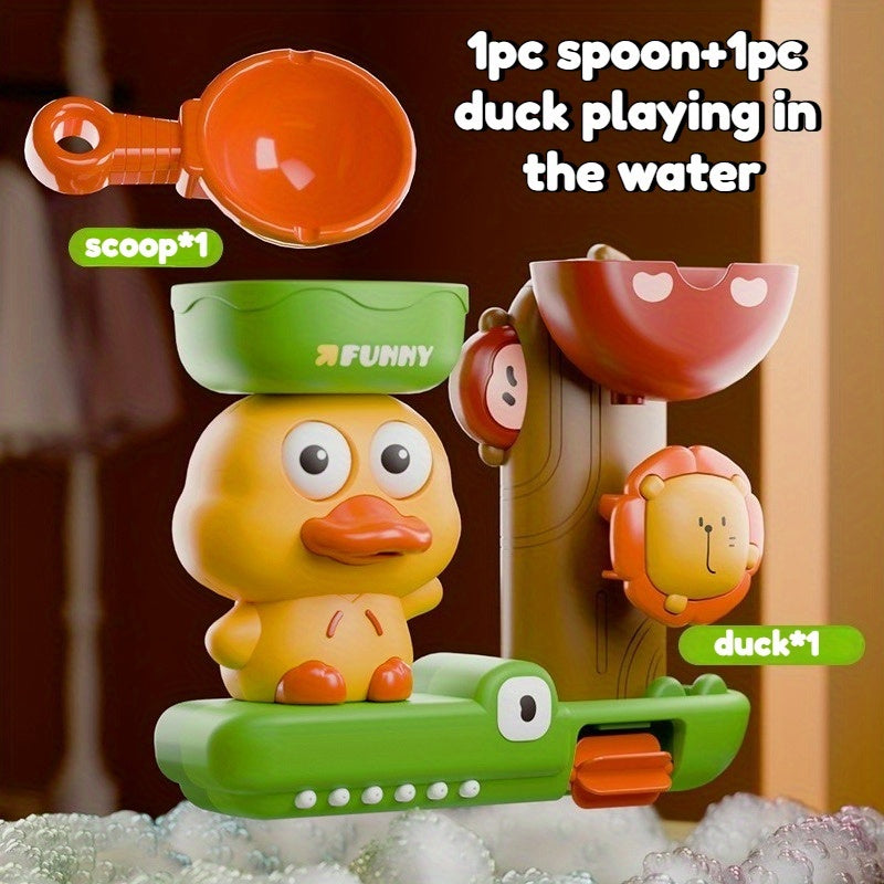 Duck Shaped Lion Water Wheel Baby Bath Toy Set