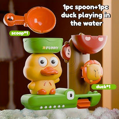 Duck Shaped Lion Water Wheel Baby Bath Toy Set