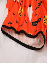 2pcs Pumpkin Print Sleep Bottoms Elastic Waistband Shorts Women's Sleepwear