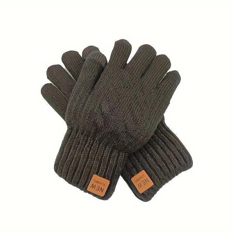 Plush Lining Winter Touch Screen Gloves For Men