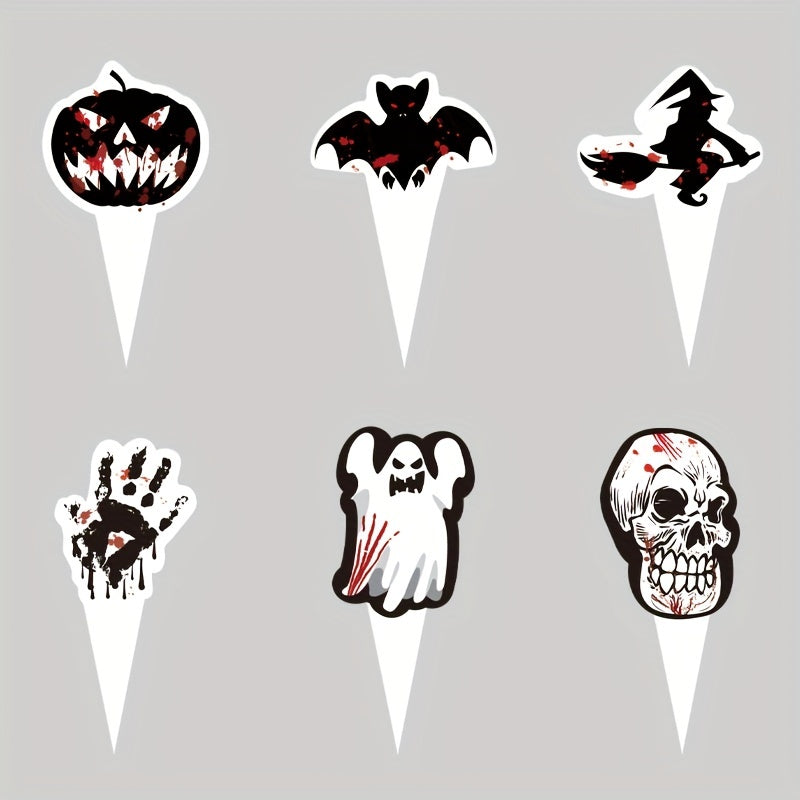 6pcs Halloween Cupcake Wraps Cake Toppers Label Marking For Food