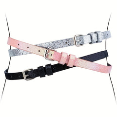 3pcs Girls Glitter Belt, Outdoor Decorative Accessories for Pants Jeans Dress
