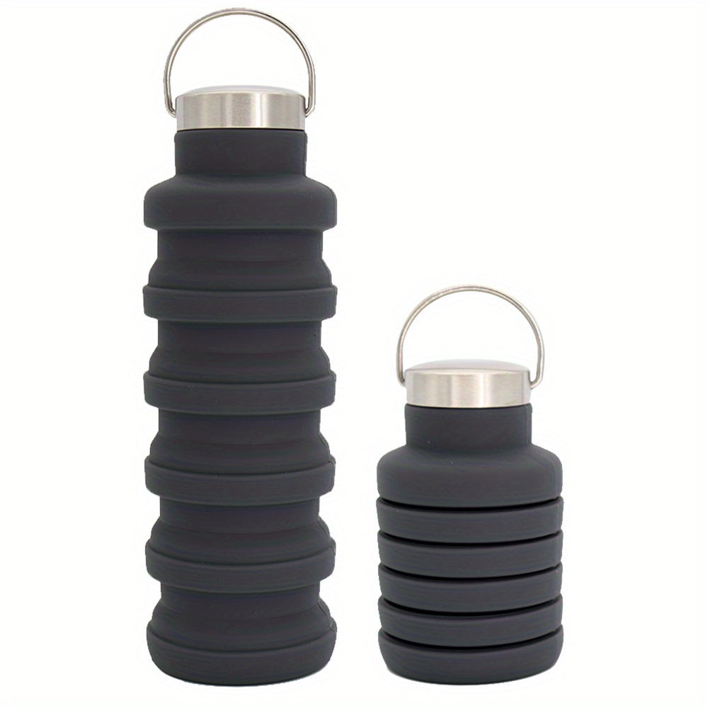 Foldable Reusable Silicone Water Bottle 16oz Leakproof Cup with Lid for Camping