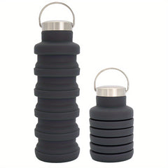 Foldable Reusable Silicone Water Bottle 16oz Leakproof Cup with Lid for Camping