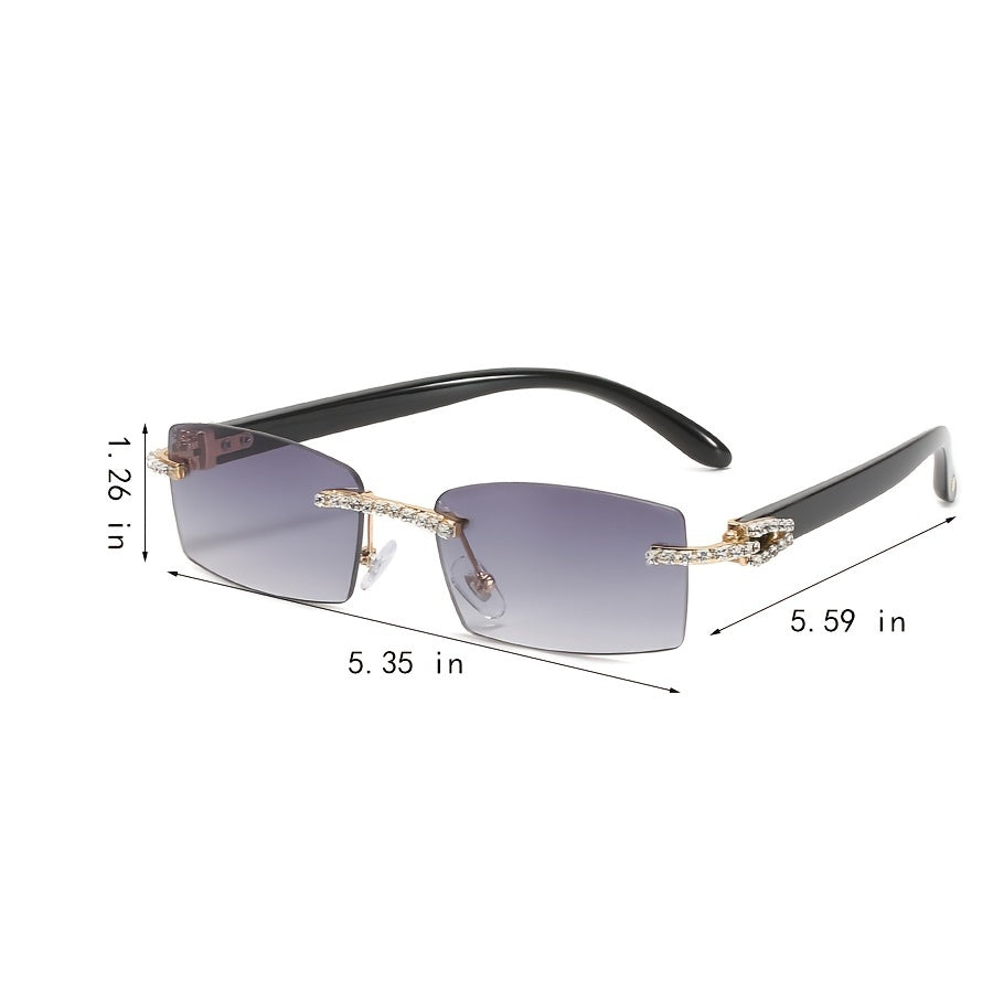Rimless Sunglasses Rhinestones Boho Sun Glasses Shades UV400