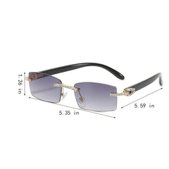 Rimless Sunglasses Rhinestones Boho Sun Glasses Shades UV400