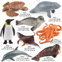 8pcs Ocean Animal Figurines Plastic Sea Toys Sharks Dolphins Penguins Turtles Oc