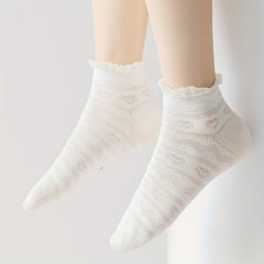 5 Pairs Girls Stitching Mesh Lace Socks for Summer