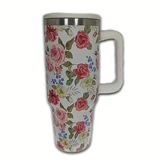 40oz Stainless Steel Vacuum Water Cup With Straw and Flower Tubler