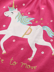 Cartoon Pony Print Girls T Shirt Summer Top for Kids
