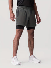 Men's Double Layer Sports Shorts With Inner Zip Pocket