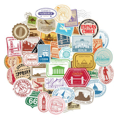 50 Travel Stickers for Suitcases, Phone Cases, Computers, Water Bottles