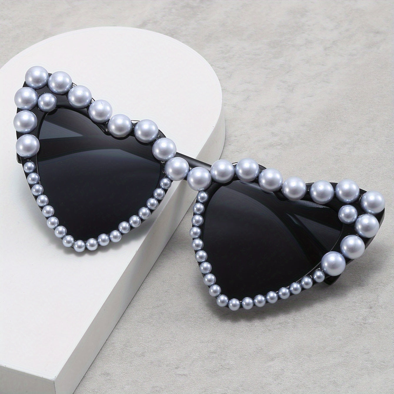 Heart Sunglasses Faux Pearl Love Theme UV400