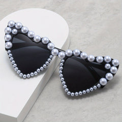 Heart Sunglasses Faux Pearl Love Theme UV400