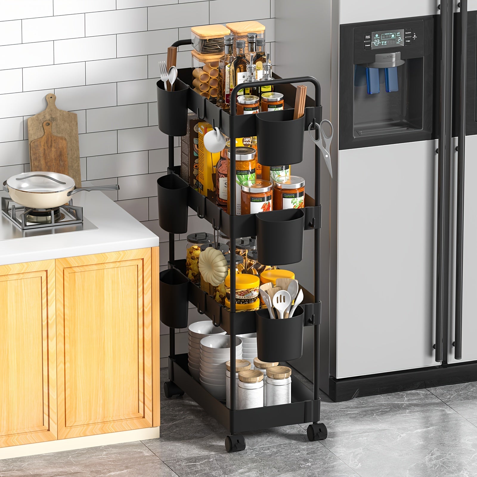 Multifunctional Snack Storage Rack with Wheels