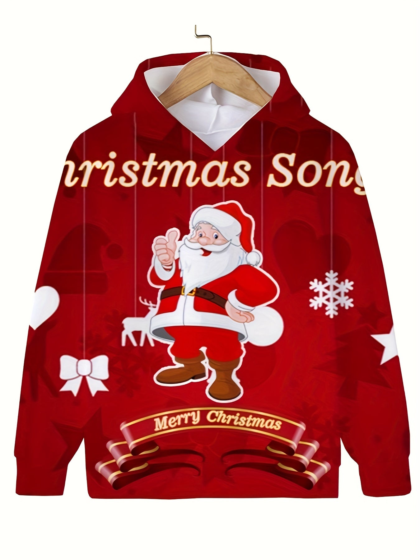 Kids Santa Claus Pattern Hooded Sweatshirt for Christmas Party