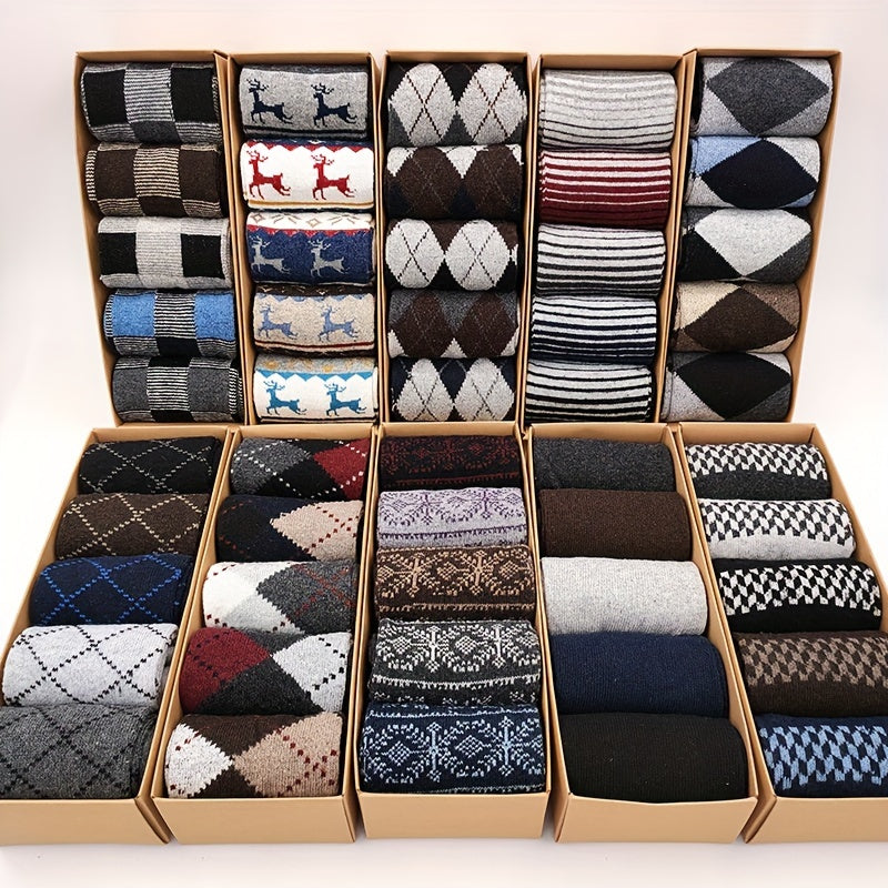 5 Pairs Winter Thickened Warm Business Socks in Gift Boxed Packaging