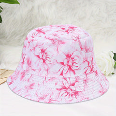 Unisex Floral Pattern Reversible Sun Hat for Outdoor Travel