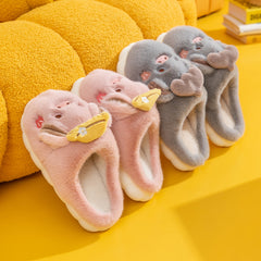 Men's Piggy Plush Slippers Warm Couple House Shoes Winter Autumn