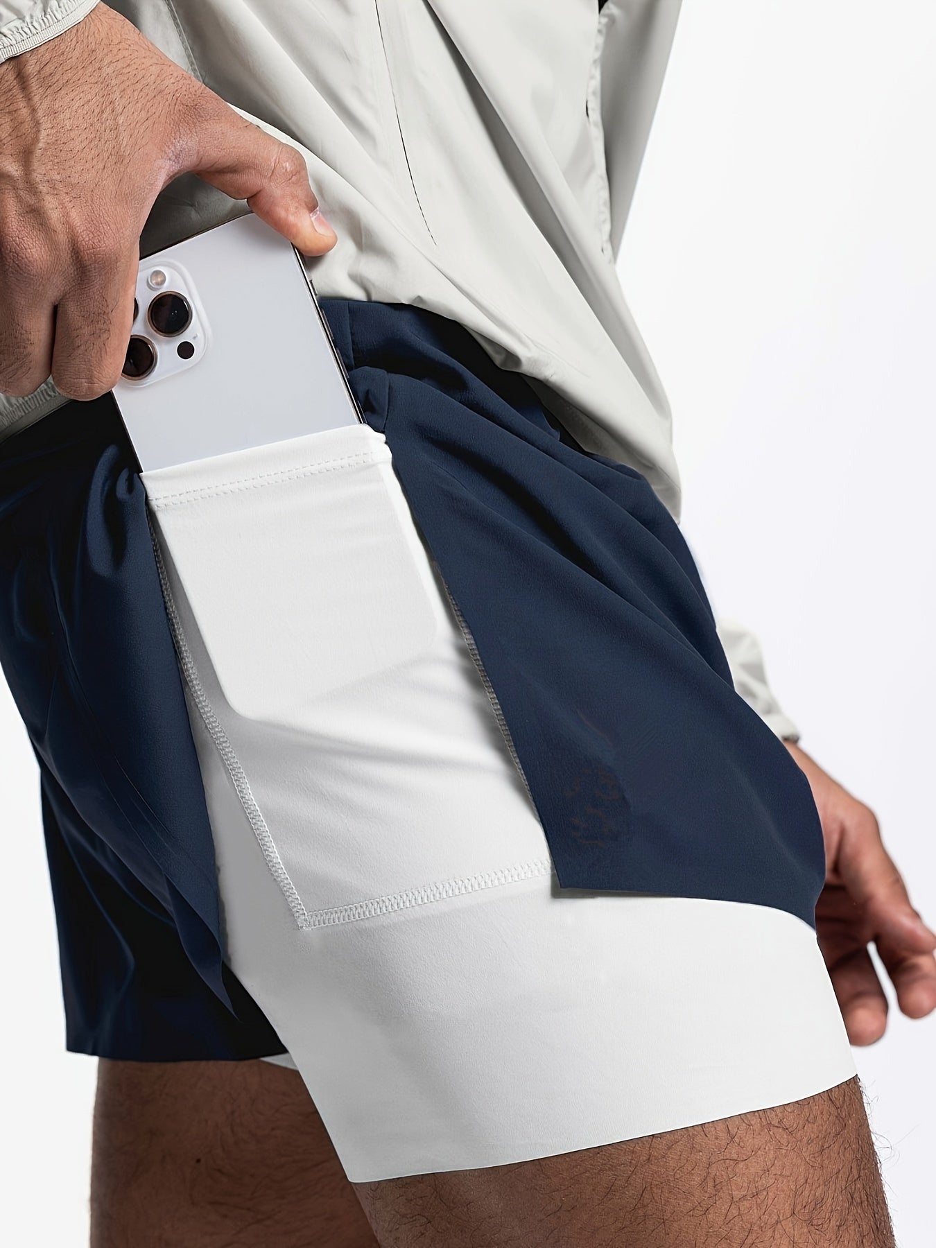 Men's High Stretch Sports Shorts with Zipper Pocket