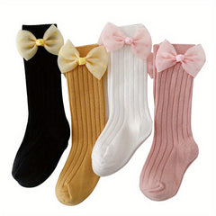 Girls Kids Bowknot Sweet Long Socks Spring Autumn