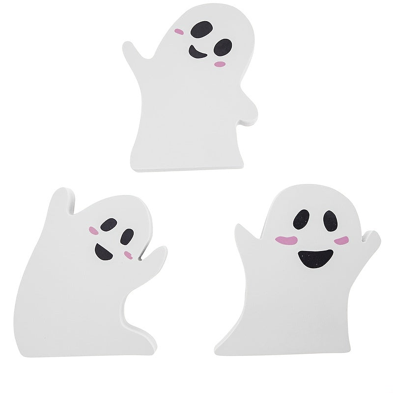 3pcs Wooden Ghost Sign Table Tray Decoration