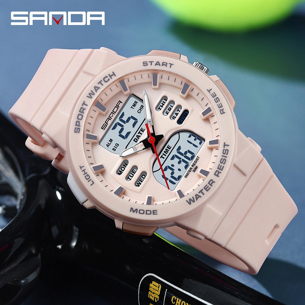 SANDA Unisex Sports Watch Dual Display Night Light